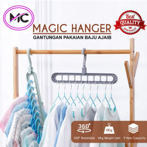 Gantungan Baju Multifungsi Serbaguna 9 Lubang Gantungan Pakaian Lemari 9 in 1 Murah Praktis Magic Hanger Import