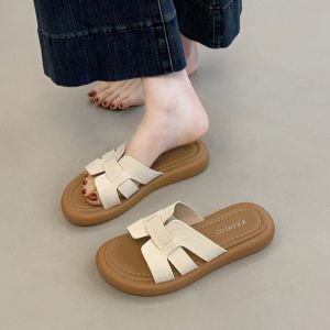 Free Shipping Thick-Soled Slip-On Sandals For Women Summer Outdoor Wear 2026 New Style Soft Flat-Soled Casual Beach Sandals For Women
