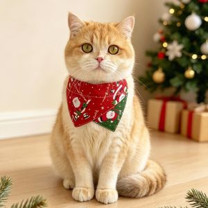 PWD0442 Red Green Christmas Pet Bandana Cartoon Pattern Soft Fabric Xmas Puppy Bib Holiday Animal Bandanas Comfortable Wear Cat Saliva Towel Pet Party