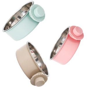 2 Divisions Strong Suspended Dog Bowls 650ml Capacity Rustproof Rustless Double Dish For Cage Mounting Against Tip Plan