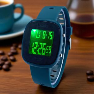 Jam Tangan Pria Digital L1843 Rubber Strap dengan Light Green Display dan Strap Warna Light Black