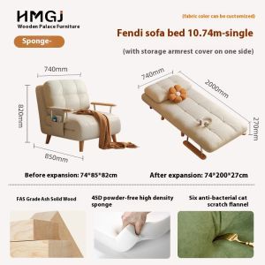 Sofa Bed Wooden Small Sofa escopic Sofa Bed Foldable Dual Use Sofa Bed Single