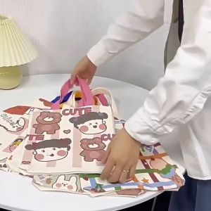 Knitting Shoulder Bag Tuision Casual Bag Canvas Tote Bag Tuition Handbag Beg Kanvas Tuision 帆布手提袋