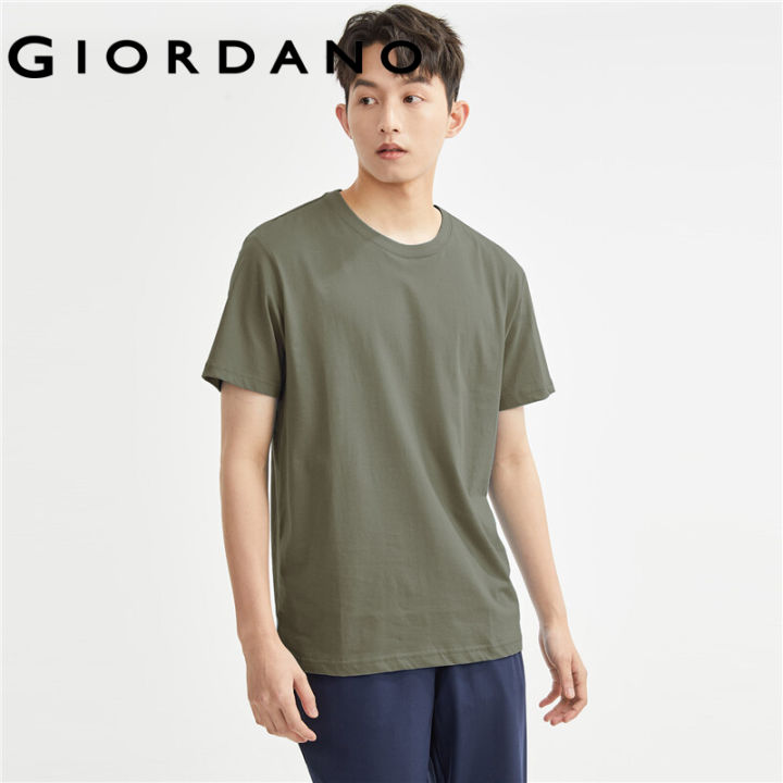 GIORDANO Men T-Shirts Summer Short Sleeve Classic Solid Color Tee 100%  Cotton Crewneck Simple Basic Casual Tshirts 01023419