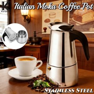 Keranixy Stainless Steel Moka Coffee Maker Pot Italian Espresso Machine Mocha Coffee Latte Filter Maker