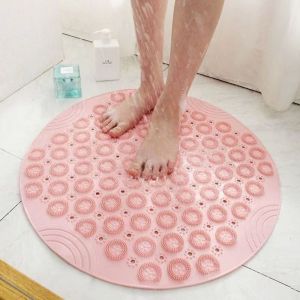 KENJE Round Shower Mat TPE Waterproof Bathroom Mat High Quality Non Slip Foot Massage Mat for Bathroom