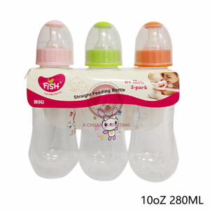 1PC and 3PCS/Pack RANDOM COLOR Baby Straight Feeding Bottle Combination Set (BIG) 10oz/280ml NP-01 MR.HE