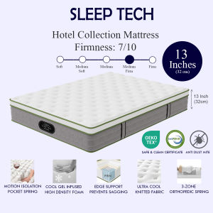 Hotel Luxury Pocket Spring 13 Inches Mattress - Memory Foam Cooling Single Mattress Queen Size Mattress King Mattress