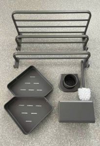 Kệ Để Đồ Nhà Tắm Phụ Kiện Phòng Tắm Máng Khăn Tắm Đa Năng Chất Liệu INOX 304 Phủ NaNo Xám Và Crom LaMi