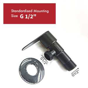G1/2" SUS304 Stainless Steel Quarter Turn Angle Valve Black Shower Valve Bathroom Accessories Wall Mounted Bidet Faucet Paip Bilik Air Tandas