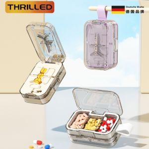 CHLOCH Multi Grids Quartering Pill Cutter Moisture-proof Dust-proof Pill Cutter Storage Box Portable  Cutting Dual Pill Crusher for HomeTravel