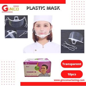 GINCO Plastic Mask Transparent [10pcs] Kitchen Chef Mask Mouth Shield