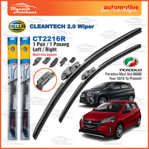 Perodua Myvi Gen3 M800 Year 2018 To Present Car Front Windshield Wiper Size 22" & 16" Inch (1 Pair) Hella Cleantech CT2216R
