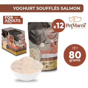 PetMarra Salmon Yoghurt Souffles Adult Cat Wet Food Pouch 80g BUNDLE OF 12 cats pet foods pets yogurt all breeds