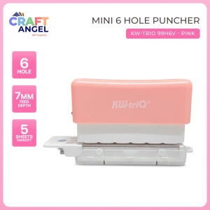 KW-TRIO 99H6 Mini Hole Puncher 6 Hole Handheld Plastic 6mm Round for A4/A5/B5 Scrapbook Refillable Notebook OfficeSchool