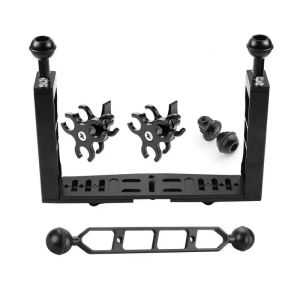 XT-XINTE Aluminum Underwater Diving Tray Kit Light Extension Arm Bracket System with Handle Grip Stabilizer Rig Sport SLR Camera