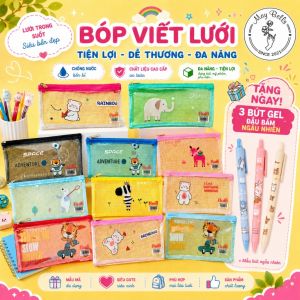 Bóp Viết Lưới Trong Suốt Dễ Thương May Bells Túi Đựng Bút Giá Rẻ Khóa Kéo Chống Nước Cho Học Sinh