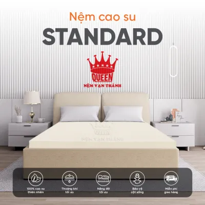 [Trả góp 0%] Nệm cao su thiên nhiên Vạn Thành Standard - Êm ái đàn hồi - Bảo hành 12 năm-Nâng đỡ tối ưu êm ái độ đàn hồi cao.