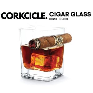 Corkcicle Gigar Glass Double Old Fashioned Glass With Built-In Cigar Rest for Whisky Wine Perfect Gift Idea for Men Daddy Barware