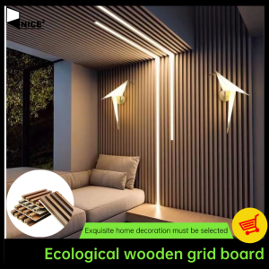 Solid wood grille panel TV background wall Wood veneer decorative panel wall ecological panel