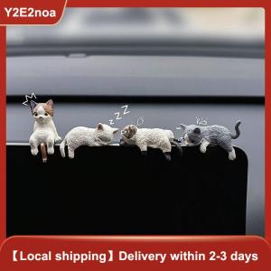 【Y2E2noa】 Cute Car Center Console Decoration Ornaments Kitten Action Figure Auto Dashboard Rearview Mirror Decoration Car Accessories