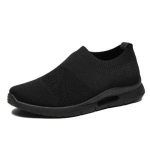 【Local Shipping】Men Korean Fashion Breathable Slip On Black Rubber Shoes Sneakers Comfortable Flat Casual Walking Shoes For Men On Sale