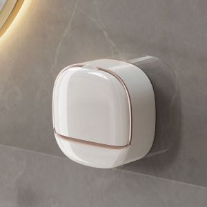 NALANILI With Drainage Box Soap Dish Punch-Free Waterproof Soap Holder Fashion Flip Bathroom Drain Soap Box