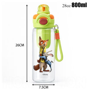 Disney 800ml Large Capacity Water Bottle Cartoon Kids Cup for School Travel Gym Daily Use Portable Leakproof Design- HoneyLion