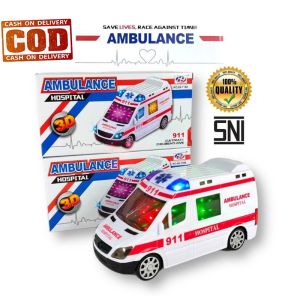 Mainan Anak Mobil Ambulance Hospital 911 Bump and Go / Mainan Mobil Ambulance Hospital 3D