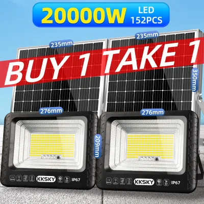 KKSKY ไฟโซล่าเซลล์ ไฟสนามโซล่าเซลล์ 20000W 50000W 80000W Solar Light กันน้ำIP67 ไฟภายนอกอาคาร ไฟสปอร์ตไลท์ โคมไฟโซลาเซลล์ ระบบเซนเซอร์อัจฉริยะ ชาร์จไว