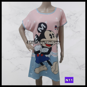 MBS Women Teenager Adult Nightdress Sleepwear Cute Cartoon Printed Design N7 - N17