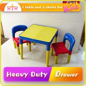 KIDS STUDY TABLE WITH 2 CHAIRS AND DRAWER STORAGE KIDS TABLE AND CHAIR SET KIDDIE TABLE SET STUDY TABLE WITH CHAIR FOR KIDS WRITING TABLE