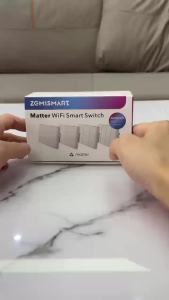 Zemismart Matter WiFi 6 Gangs Smart Wall Light Switch Neutral Required 4x4 with Big Button SmartThings App Homekit Control