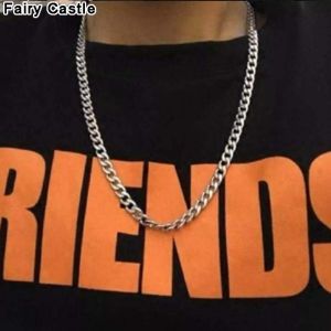 【Fairy Castle】Punk Curb Cuban Link Chain Necklace for Men Women Basic Stainless Steel Hip Hop Necklace Vintage Male Jewelry Collar Accessories