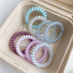 GONG4 Kéo căng buộc tóc Vòng buộc tóc dây xoắn ốc Phụ kiện đội đầu Dây buộc tóc Buộc Tóc co giãn ngọt ngào Thời trang Đầy màu sắc Dây điện thoại nhiều màu Phụ kiện tóc