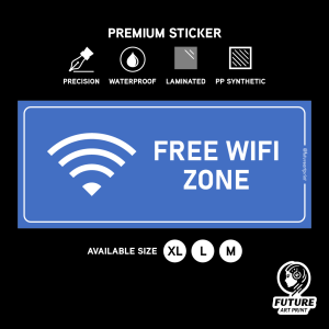 Free WIFI Zone. Premium Sticker Sign Notice Signage. Internet Access Broadband.