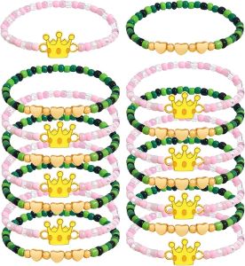 16 pcs Green and Pink Friendship Matching Witch Bracelets Love&Crown Matching Bracelets St. Patricks Day Bracelets Halloween Jewelry BFF Couples Accessories for Fans Dress Decor