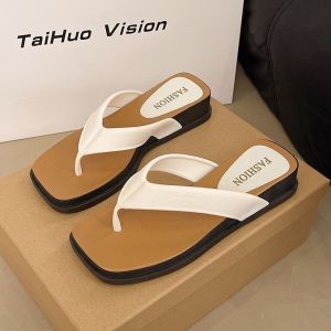 Free Shipping Thick-Soled Stylish And Height-Increasing Flip-Flops For Women Perfect For Summer Wear Featuring A Wedge Heel And A New Design For Beach Sandals