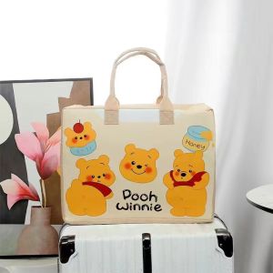 JIYAN2866 Cartoon Felt Travel Bag Large Capacity Reusable Tote Bag Portable Winnie Pooh Duffel Bag for Travel