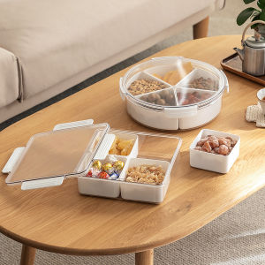 Removable Grid Food Container Steamboat Hotpot Food Storage Tray Compartment in Round & Square