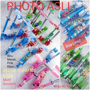 Fox- (Bayar ditempat) Skuter Otoped Anak 3 RODA Nyala REM KABEL / GRATIS BELL KRING KRING/ 3 LEVEL TINGGI /Scooter OTOPED ANAK KARAKTER