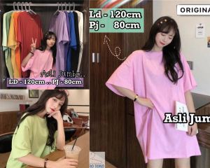 Baju Kaos Wanita Jumbo Atasan Oversize Korea Lengan Pendek Dalmi Pakaian Perempuan Ukuran Bigsize