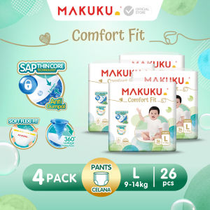 [4 PACK] MAKUKU SAP Diapers Comfort Fit ukuran NB/S/M/L/XL/XXL x 4 Pack / Popok Anti Gumpal Tipe Perekat/Celana