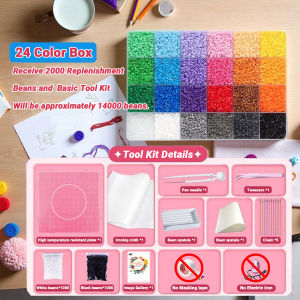 DIY Perler Beads Set With Iron Fuse Beads Kit DIY For Kids Adults Perler Beads 2.6mm Holiday Educational Toy Craft With Accessoires For Kids Adults Chirdren Best Gift
