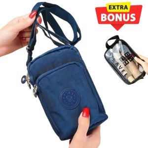 tas hp kecil selempang pouch kanvas wanita dompet receh koin anti air murah/ tas slempang cewek