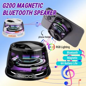 G200 Magnetic Bluetooth Speaker Wireless Mini Portable Speaker and Phone Holder with RGB Light For iPhone /Android Phone