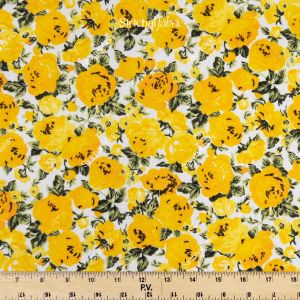 ผ้าคอตต้อนทีซี Cotton TC ลายดอกกุหลาบพื้นขาว หน้ากว้าง 45 นิ้ว ผ้าเมตร ผ้าหลา