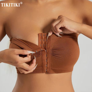 Womens Plus Size Strapless Front Closure Bandeau Bra Seamless Wireless Bralette Tube Top Non-Slip Everyday Brassiere2026