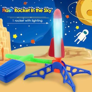 Soaring rocket toy childrens foot launch flash soaring cannon luminous ejection flying into the sky toys for kids boy