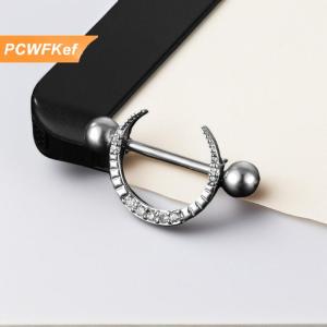 【PCWFKef】 2ชิ้นเครื่องประดับไทเทเนียมเซอร์โคเนียทรงตรงทรงกลมแหวนหัวนมเจาะเซ็กซี่เครื่องประดับหน้าอกเครื่องประดับผู้หญิง